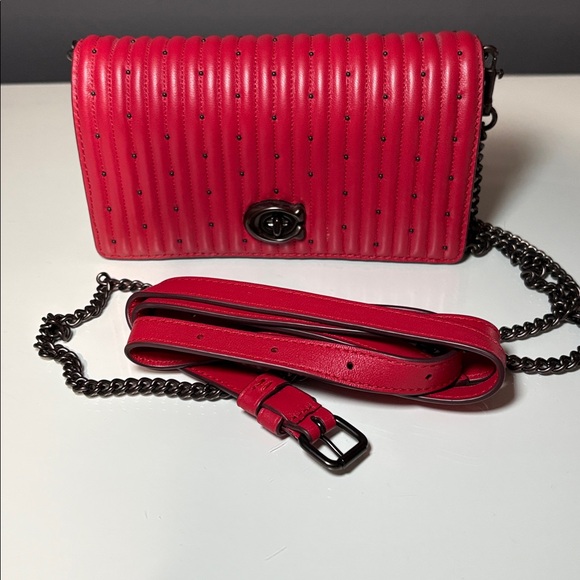 Coach Red Studded Crossbody Bag - Picture 2 of 5